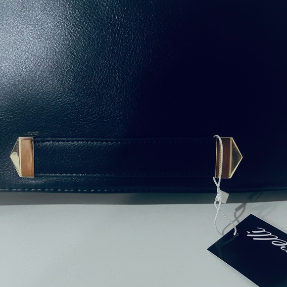 CORELLI | Black cute clutch with gold detail and long leather removable strap - Picture 3 of 8